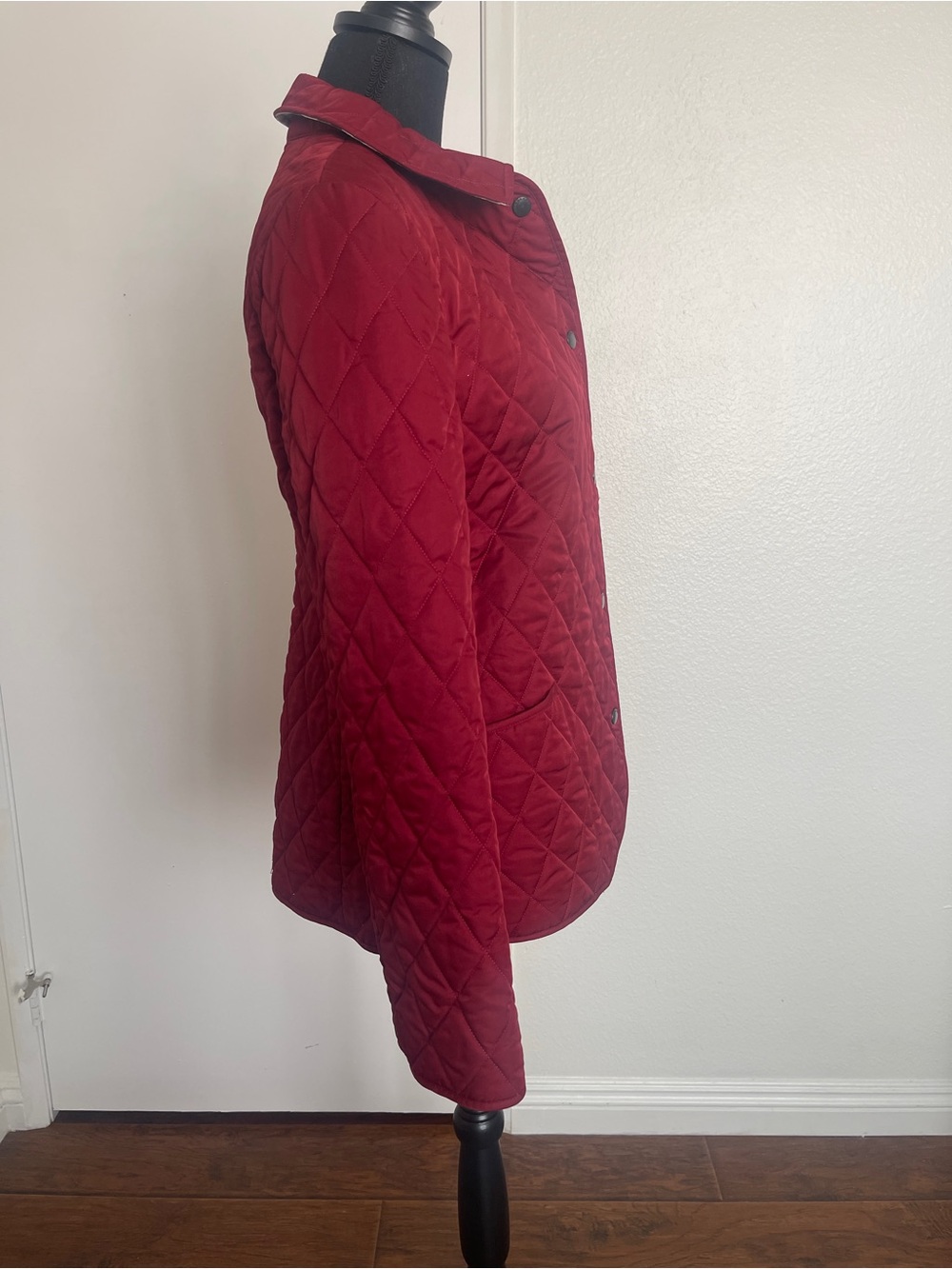 Burberry Quilted Red Puffer Jacket with Signature Plaid Trim - Picture 13 of 13